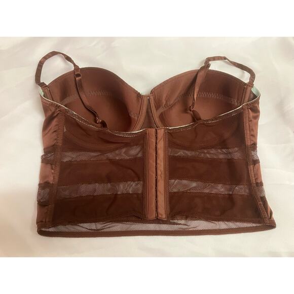 J. Lo Large Bustier, Corset, Brown, Padded, Underwire, Hook Eye, Adjustable - Picture 2 of 7